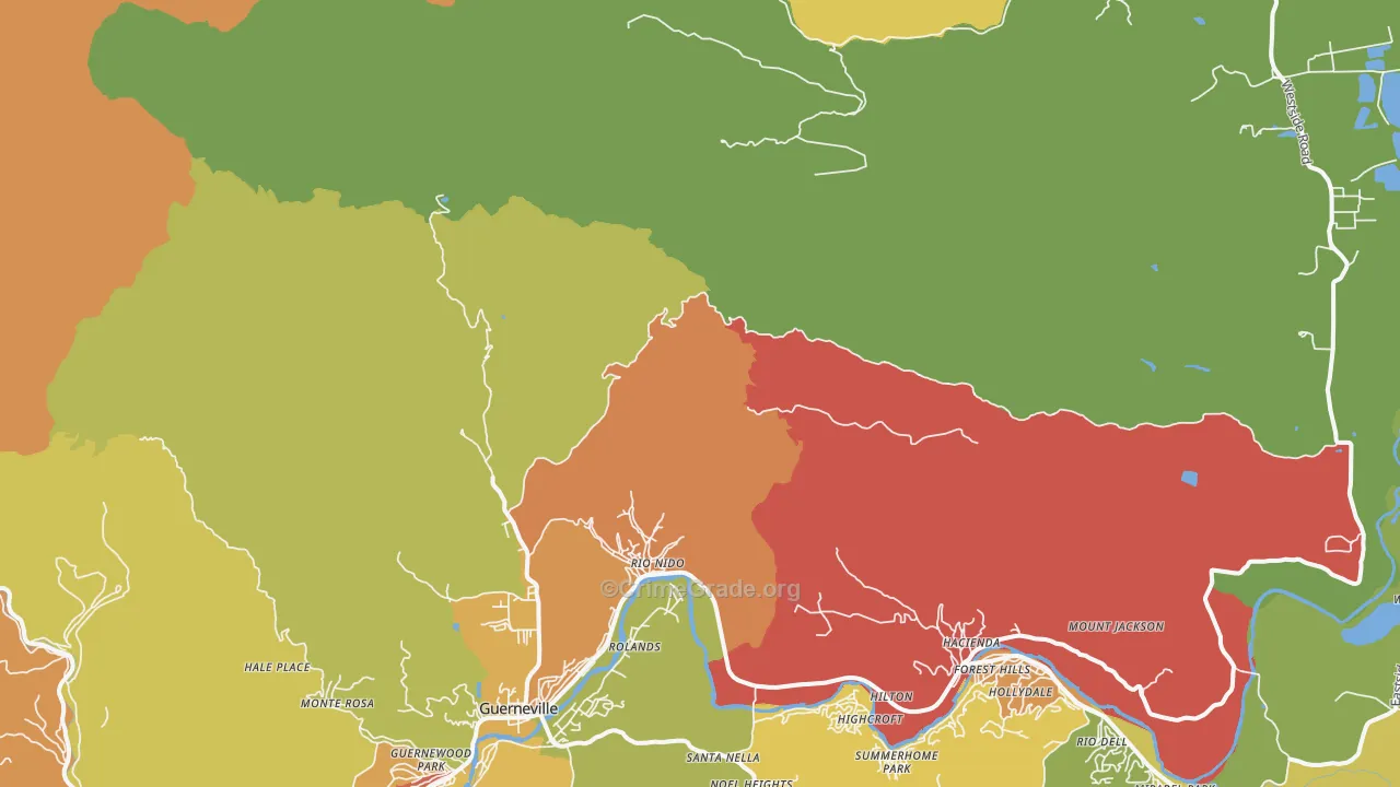 Rio Nido, CA Map of Assault Rates