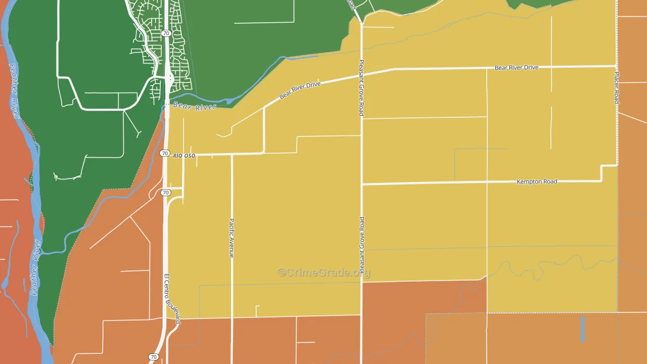 Rio Oso, CA Map of Assault Rates