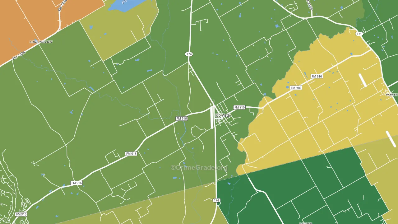 Rio Vista, TX Map of Assault Rates