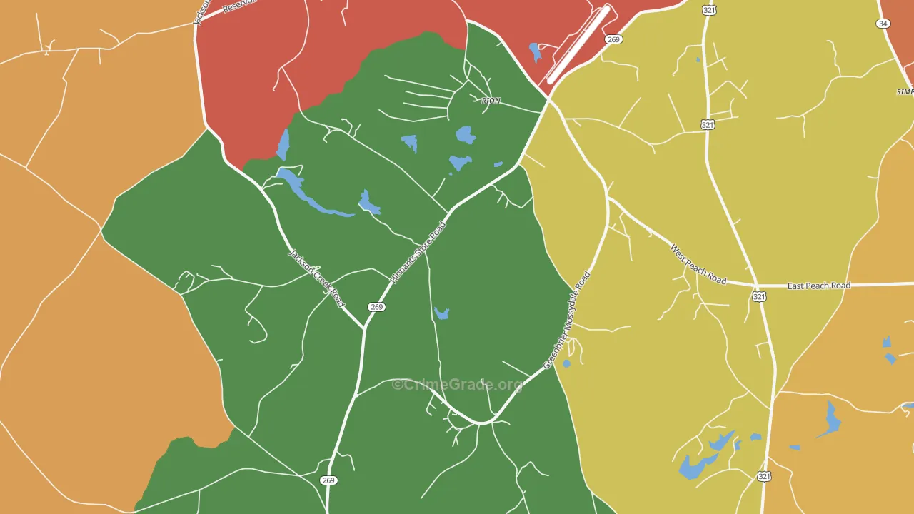Rion, SC Map of Assault Rates