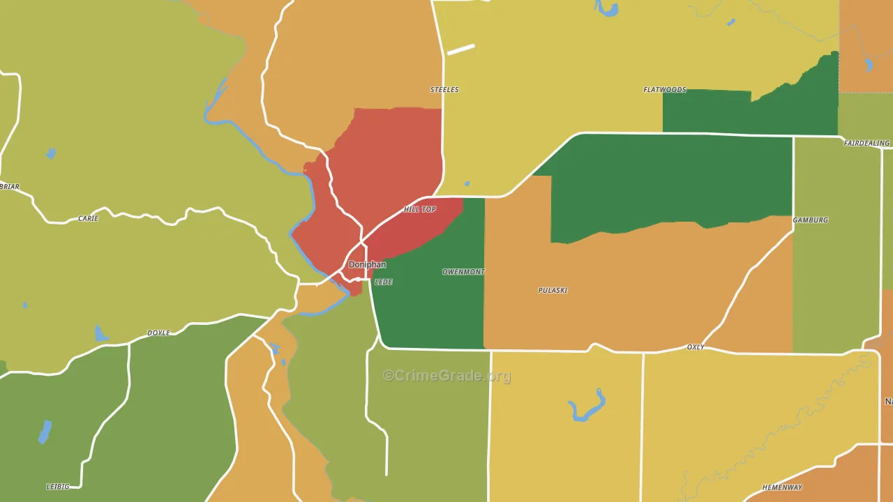 Ripley County, MO Map of Assault Rates