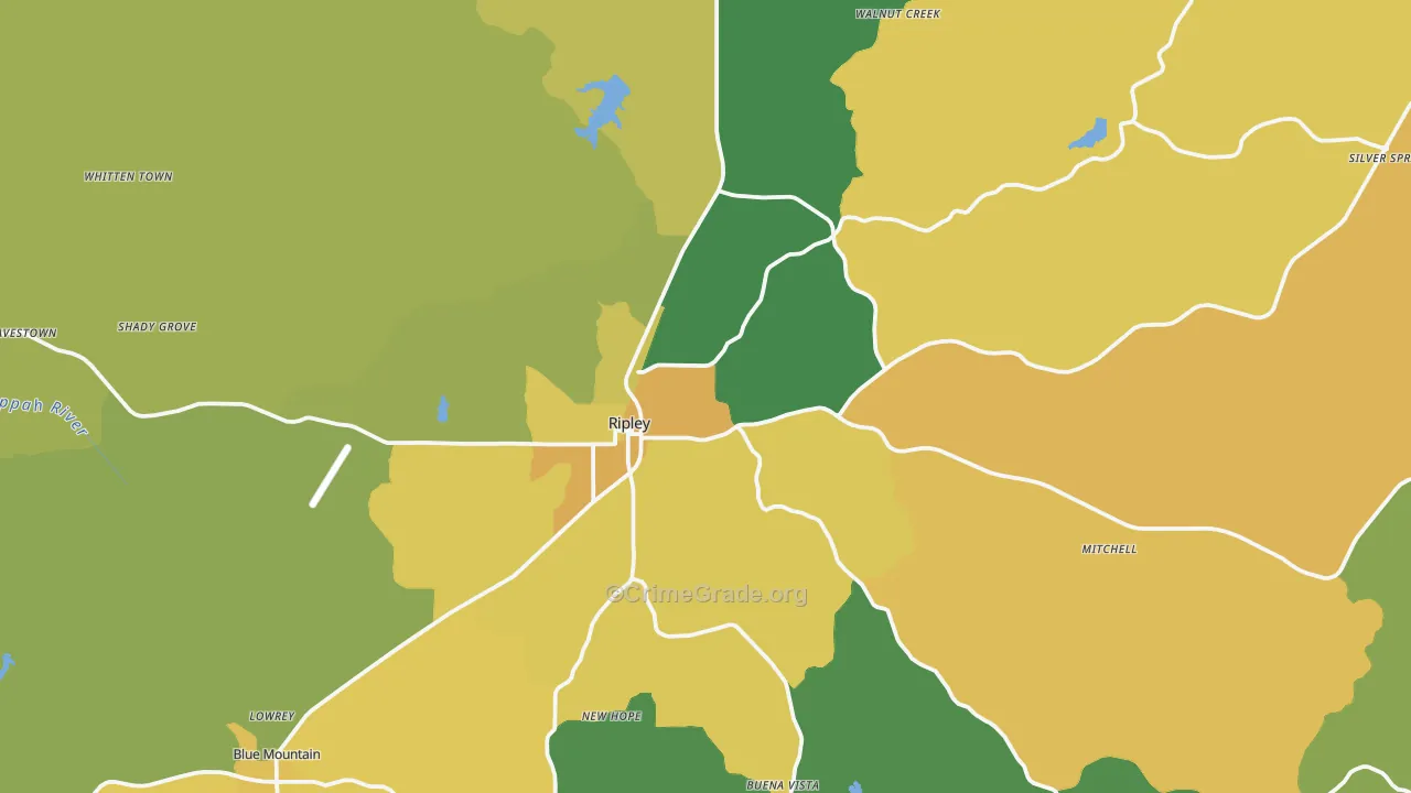 Ripley, MS Map of Assault Rates