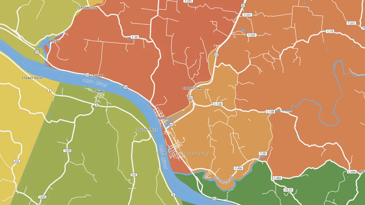 Ripley, OH Map of Assault Rates