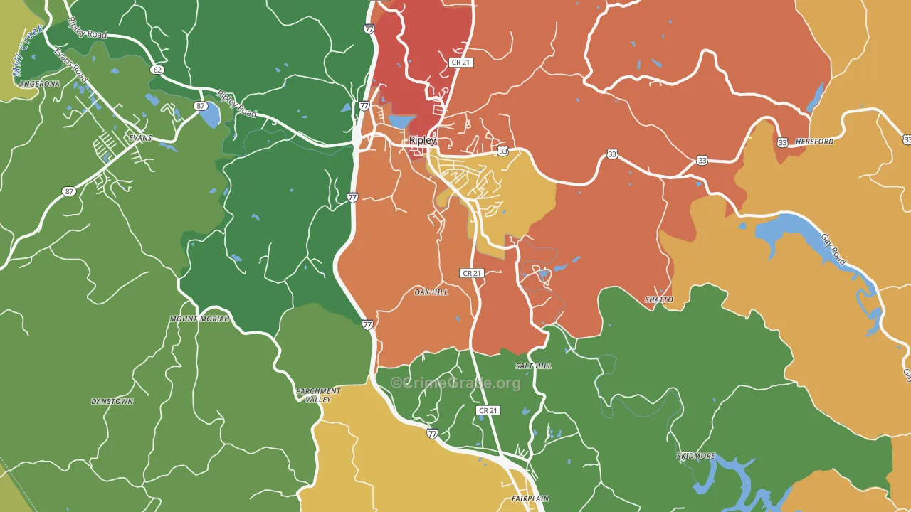Ripley, WV Map of Assault Rates