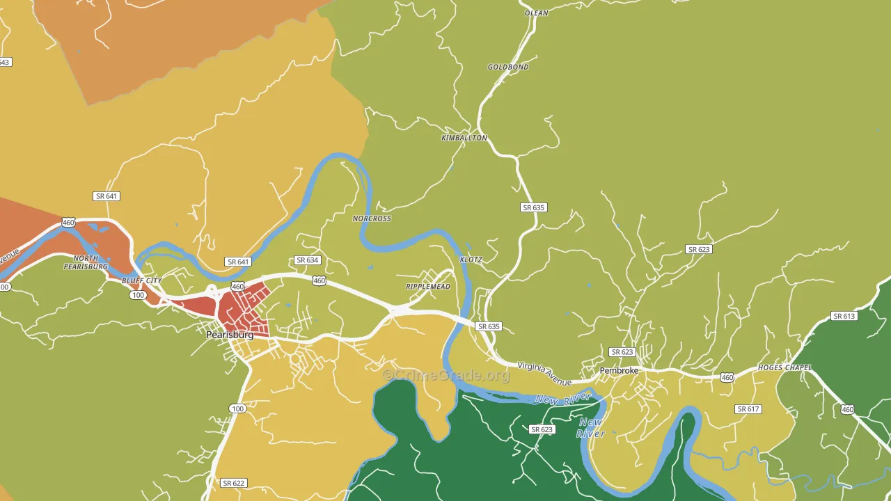 Ripplemead, VA Map of Assault Rates
