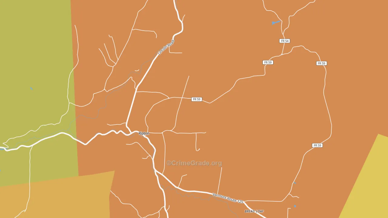 Ripton, VT Map of Assault Rates