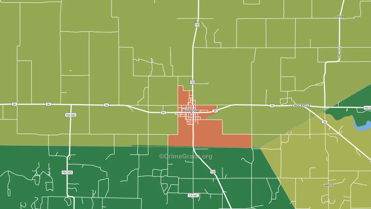 Rising Star, TX Map of Assault Rates