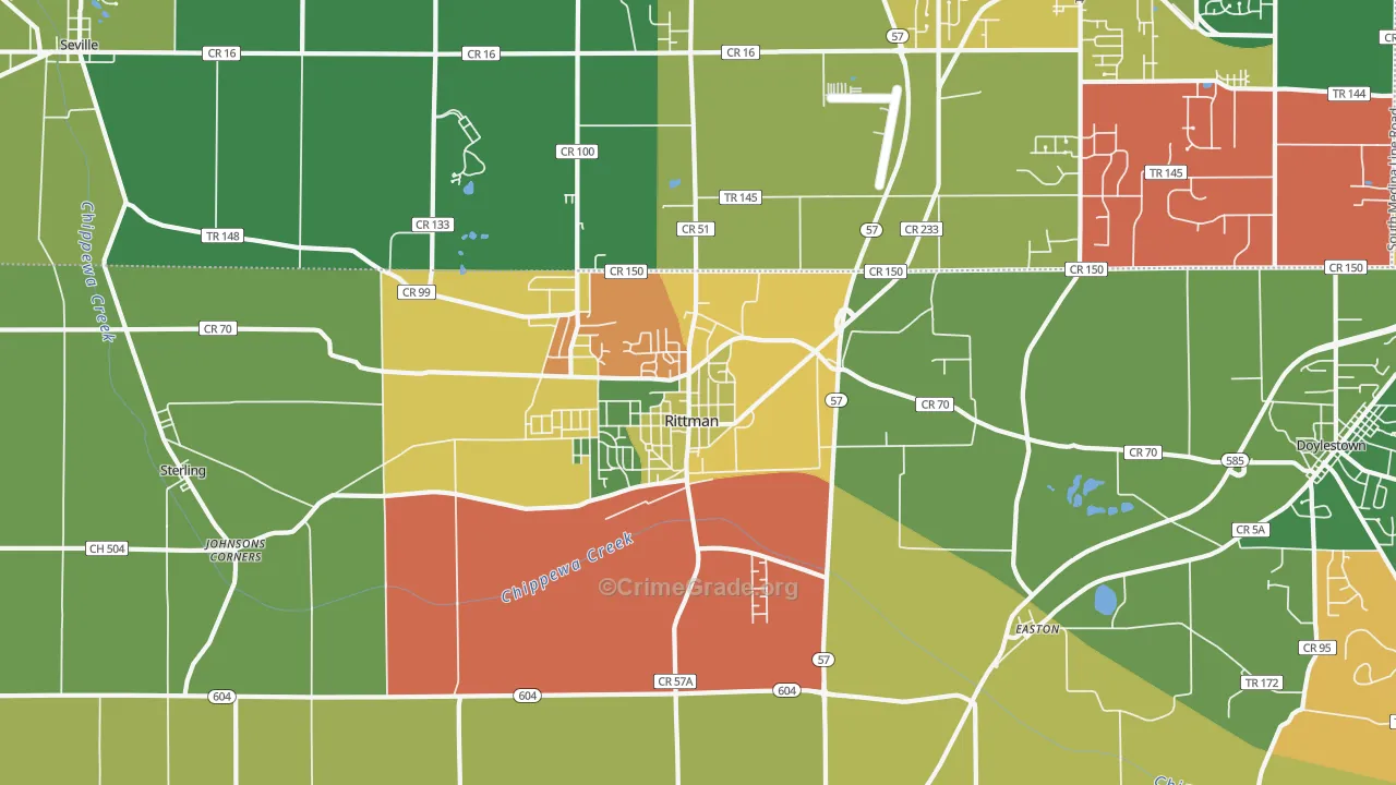 Rittman, OH Map of Assault Rates