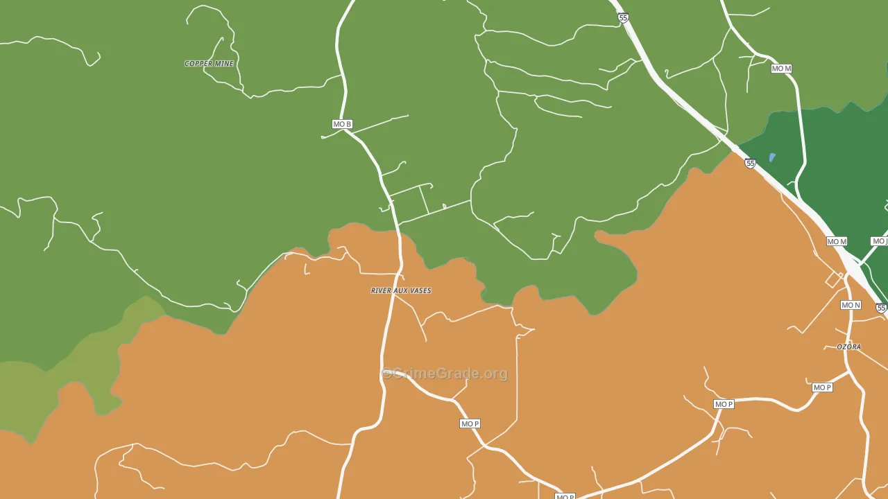 River aux Vases, MO Map of Assault Rates