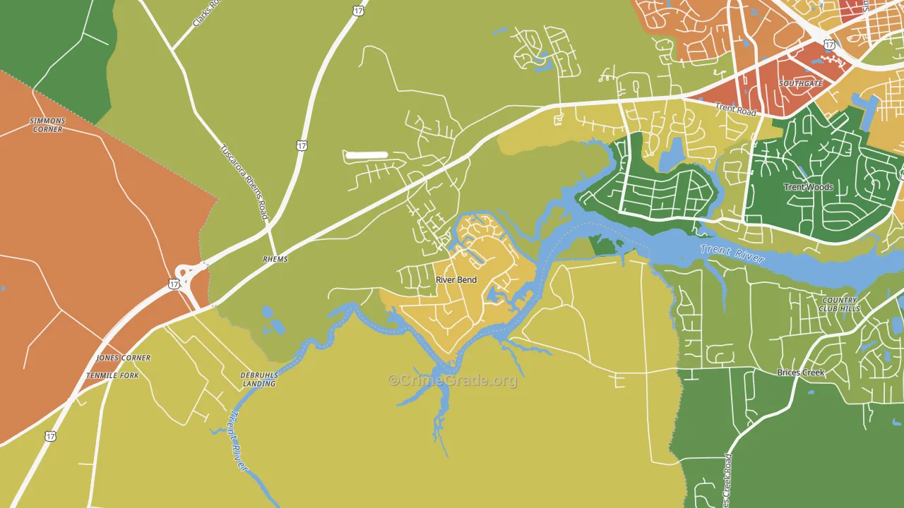 River Bend, NC Map of Assault Rates