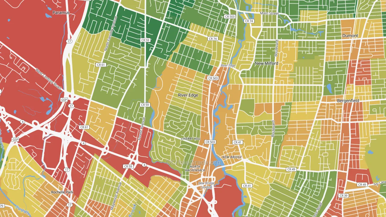 River Edge, NJ Map of Assault Rates