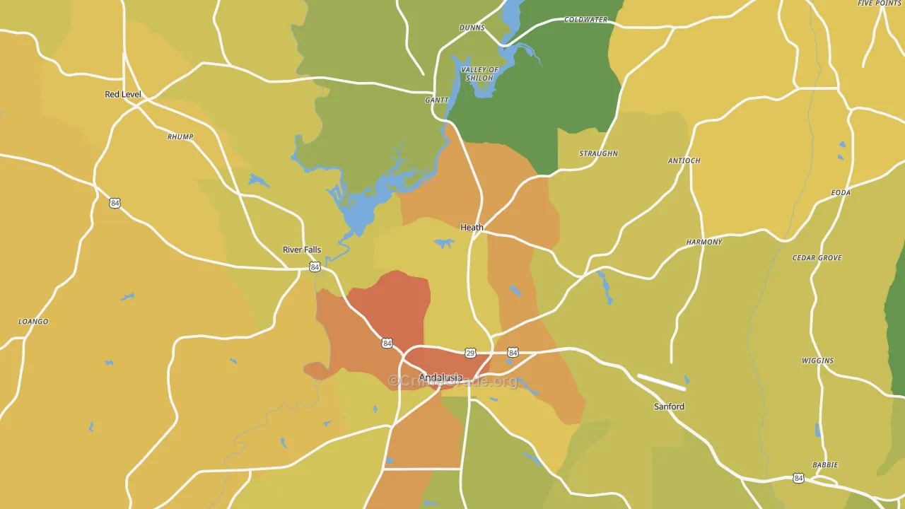 River Falls, AL Map of Assault Rates