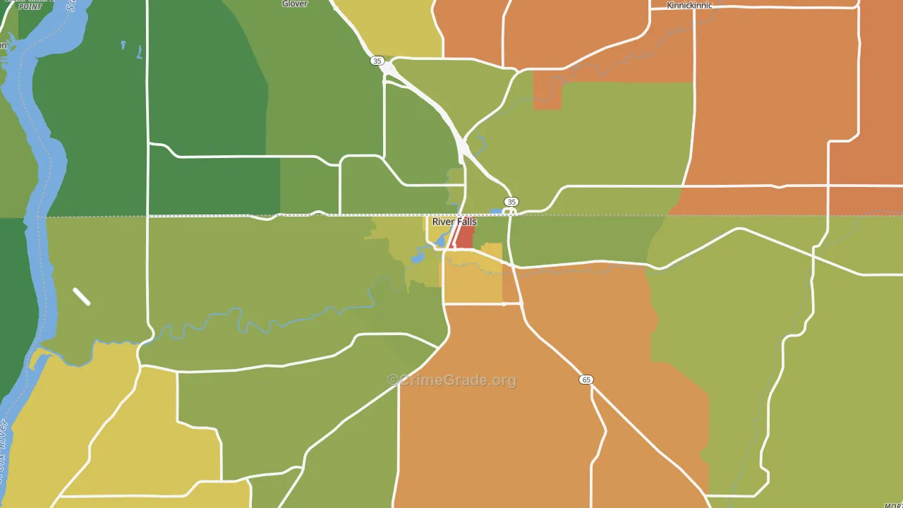 River Falls, WI Map of Assault Rates
