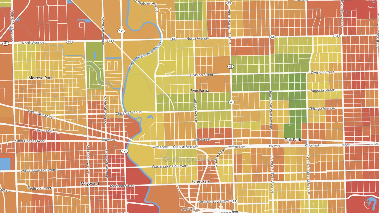 River Forest, IL Map of Assault Rates