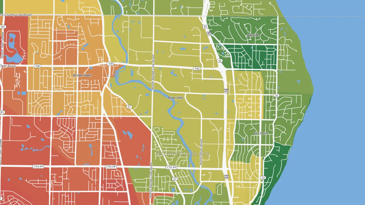 River Hills, WI Map of Assault Rates