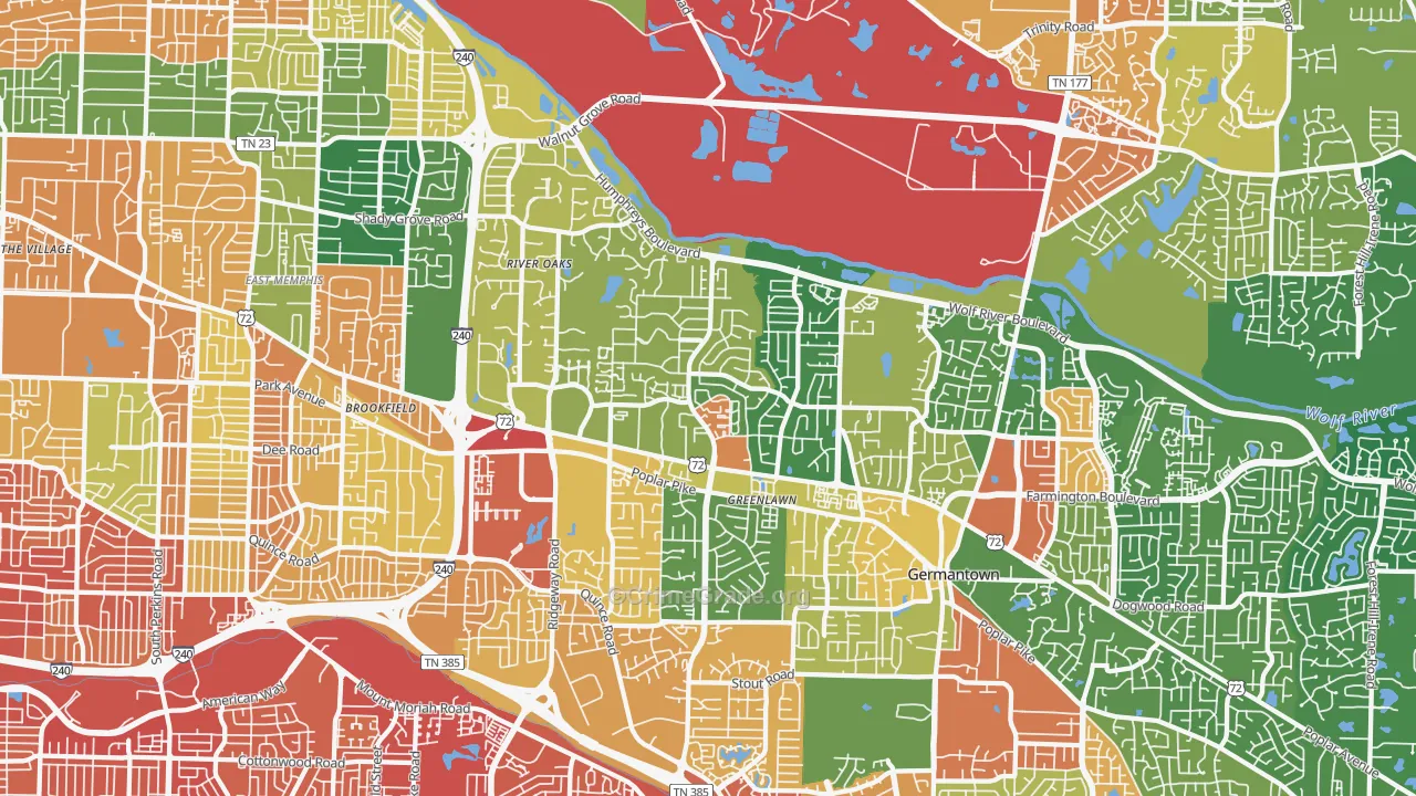 River Oaks-Kirby-Balmoral, Memphis, TN Map of Assault Rates