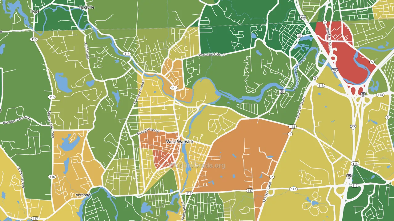 River Point, West Warwick, RI Map of Assault Rates