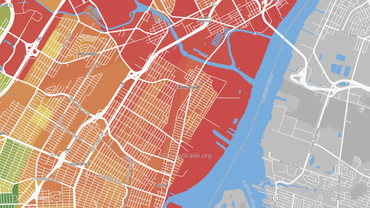 River Rouge, MI Map of Assault Rates