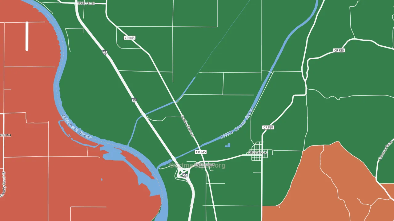 River Sioux, IA Map of Assault Rates