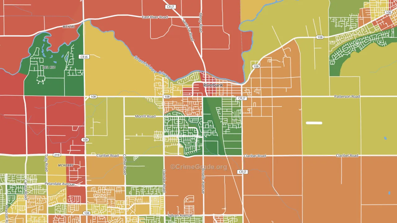 Riverbank, CA Map of Assault Rates