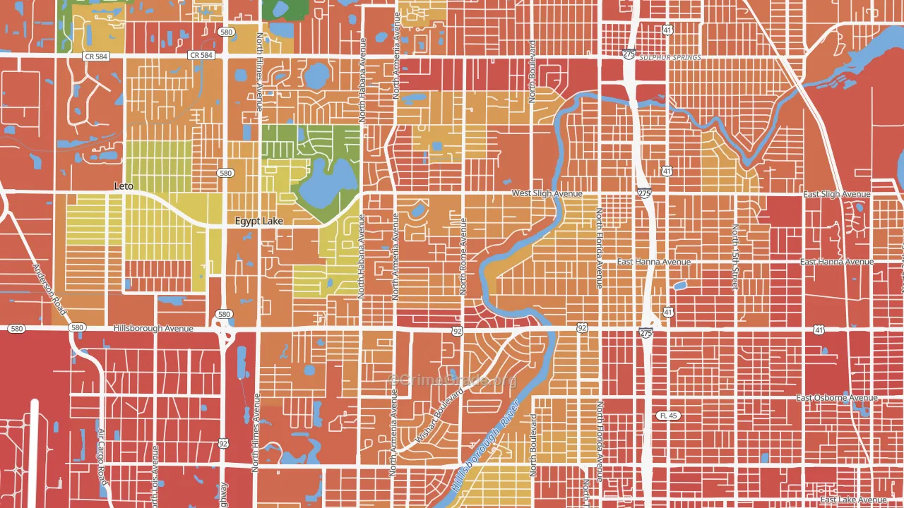 Riverbend, Tampa, FL Map of Assault Rates