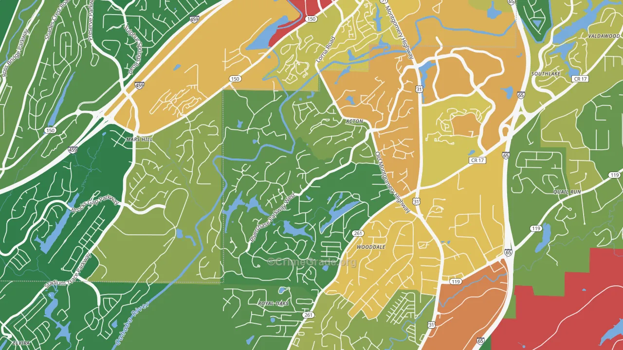 Riverchase Country Club, Hoover, AL Map of Assault Rates