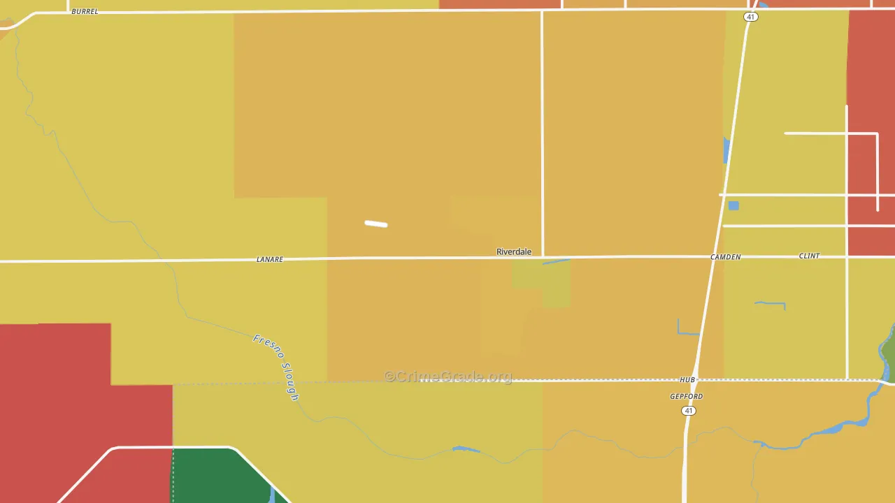 Riverdale, CA Map of Assault Rates