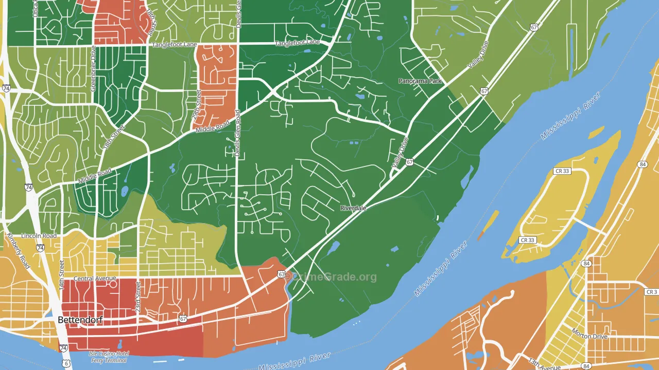 Riverdale, IA Map of Assault Rates