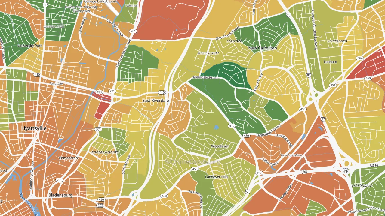 Riverdale, MD Map of Assault Rates