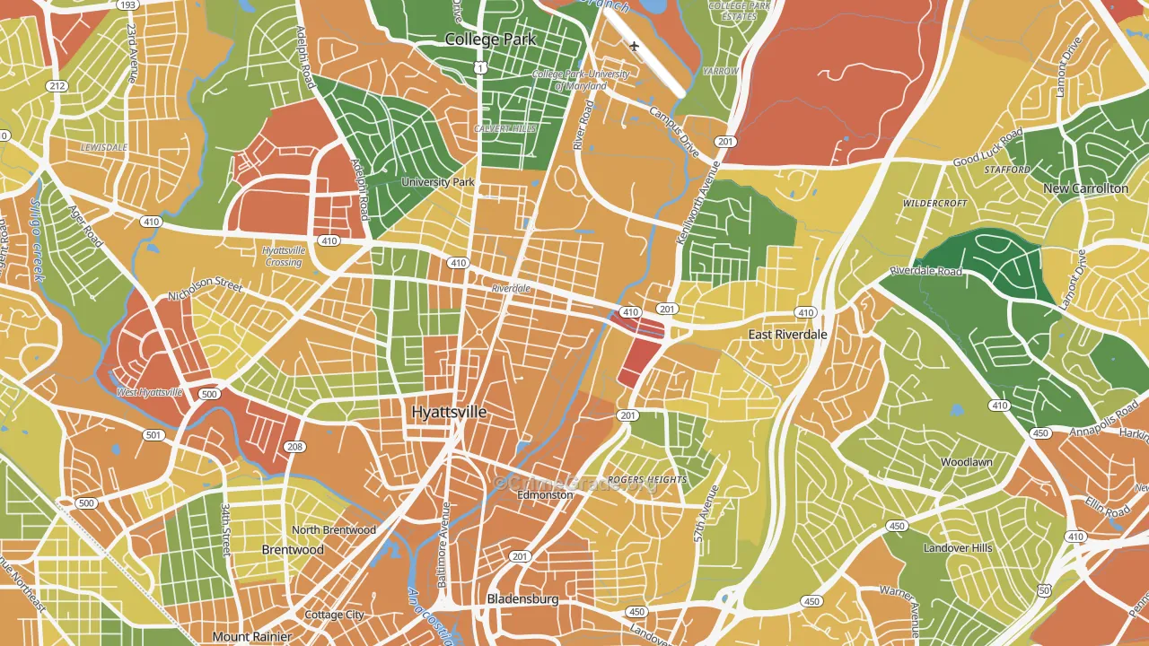 Riverdale Park, MD Map of Assault Rates