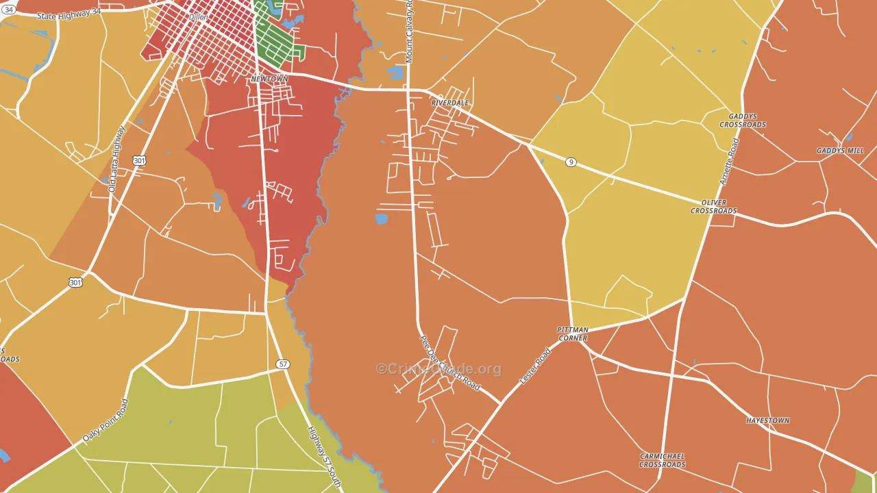 Riverdale, SC Map of Assault Rates