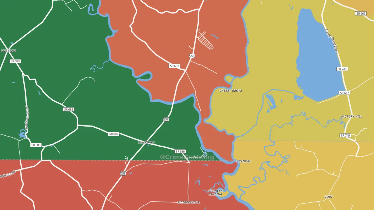 Riverdale, VA Map of Assault Rates