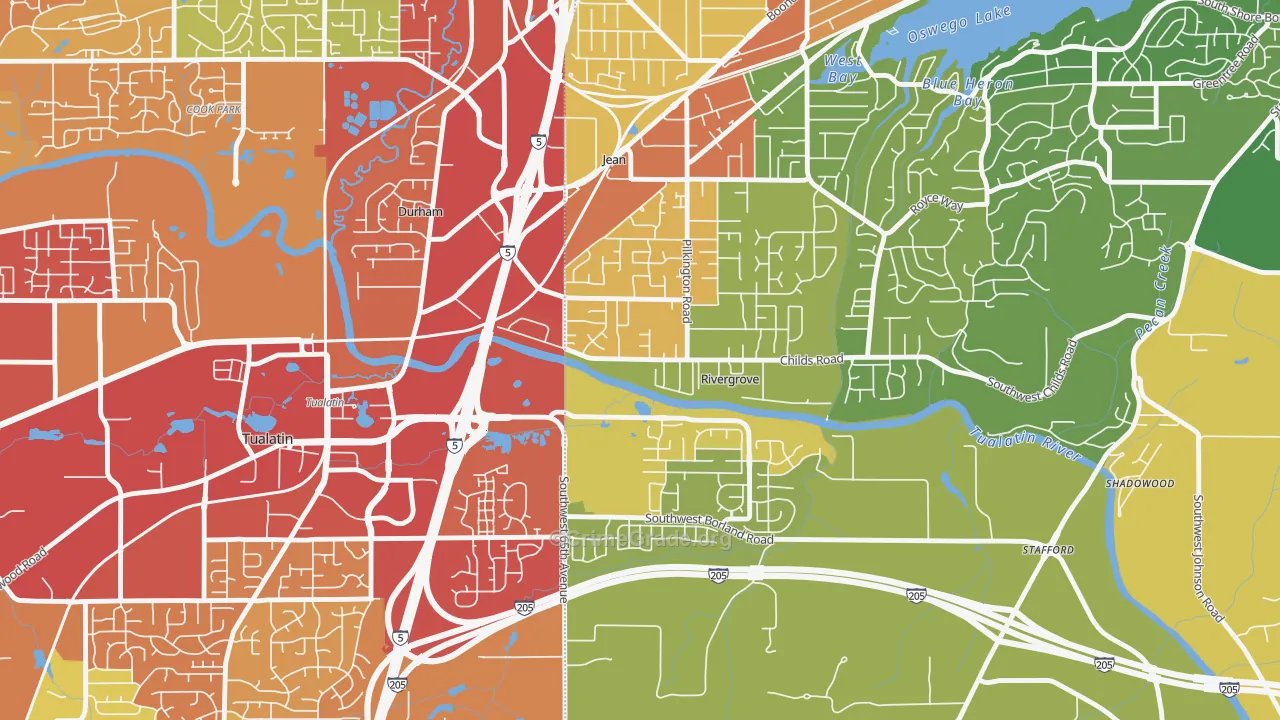 Rivergrove, OR Map of Assault Rates