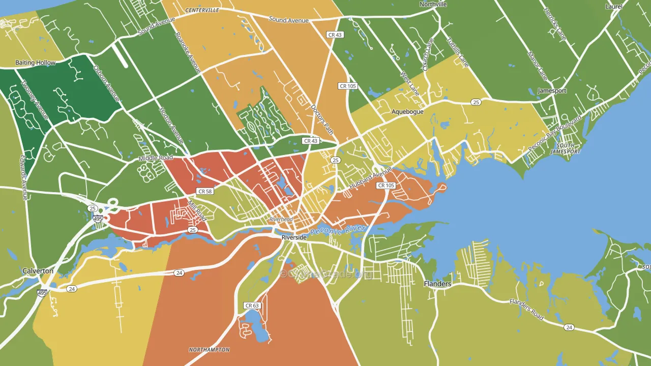 Riverhead, NY Map of Assault Rates