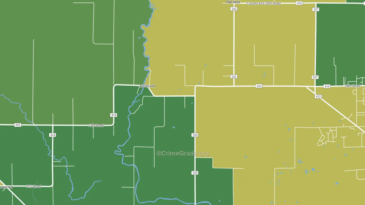 Riverland, MI Map of Assault Rates