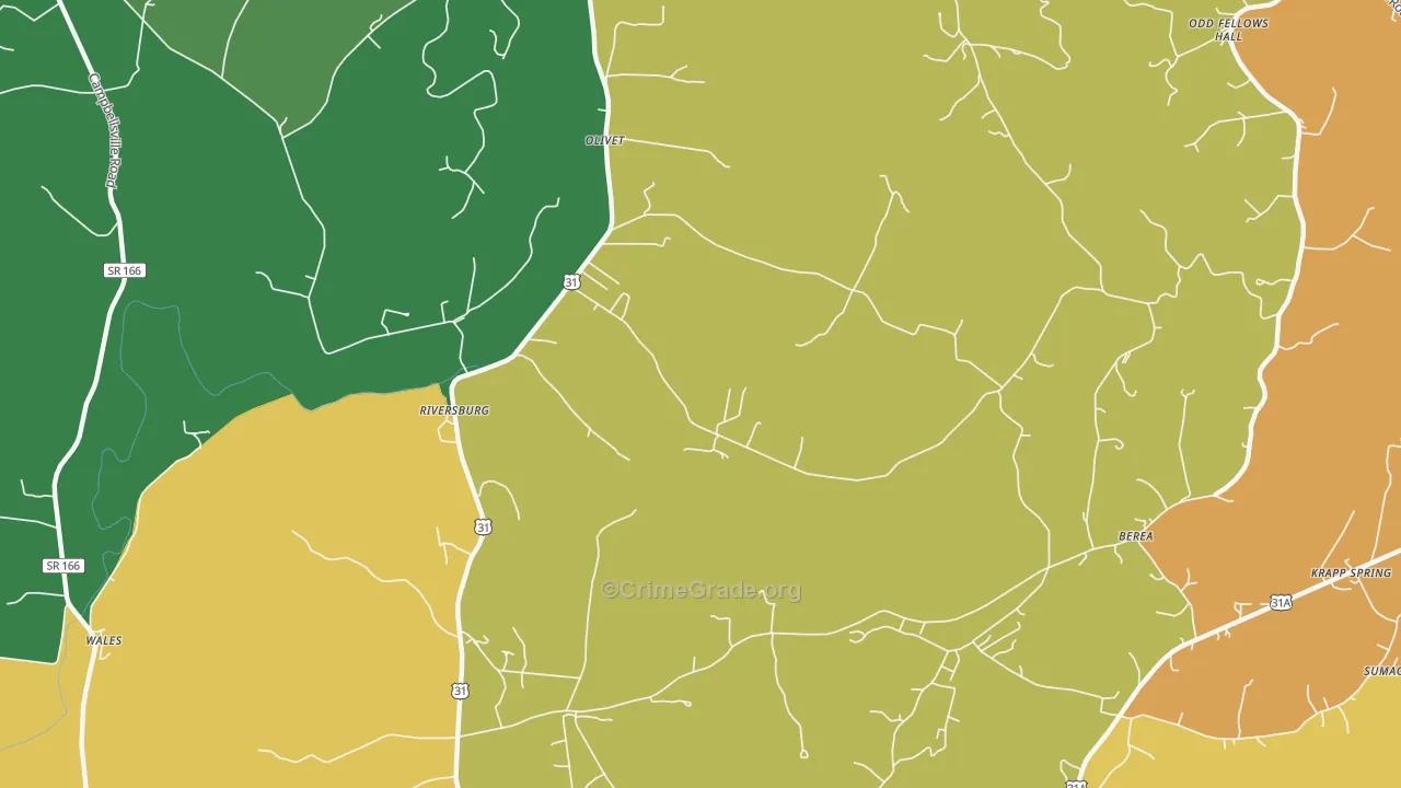 Riversburg, TN Map of Assault Rates