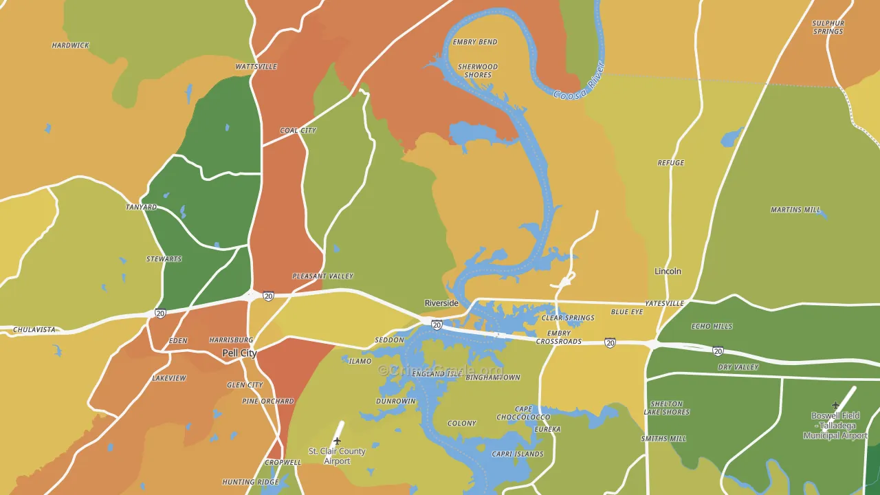 Riverside, AL Map of Assault Rates