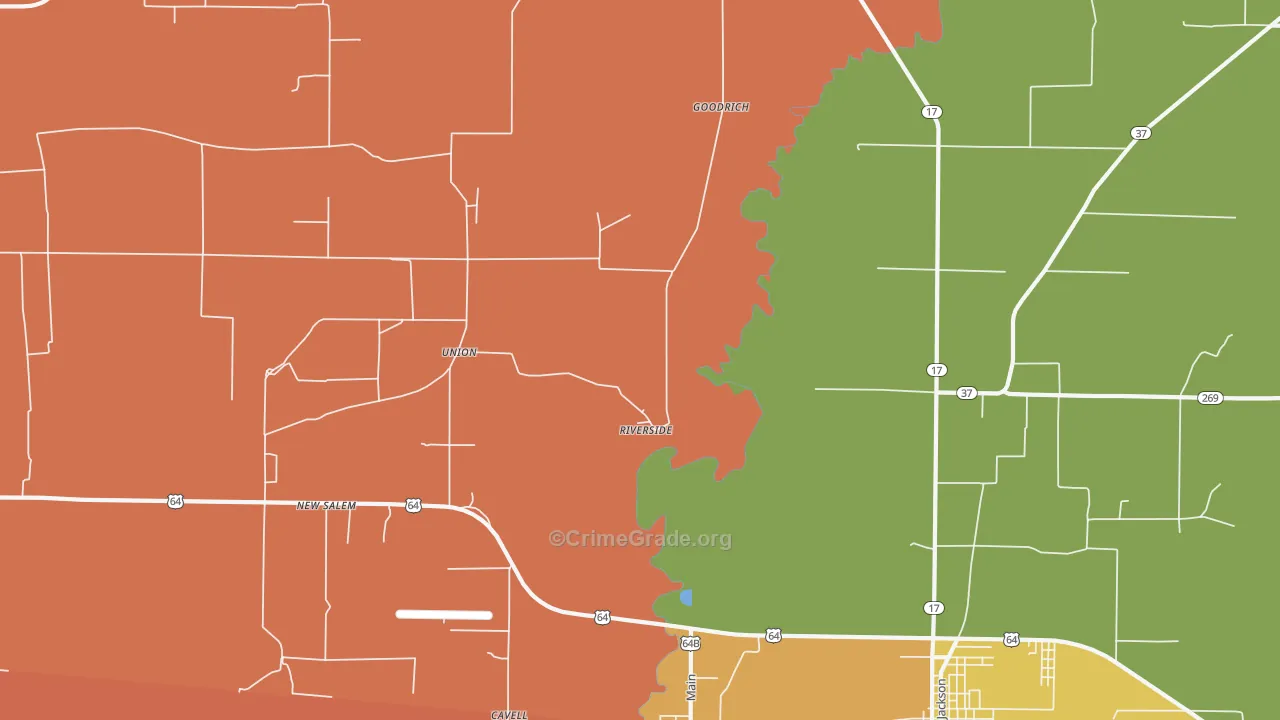 Riverside, AR Map of Assault Rates