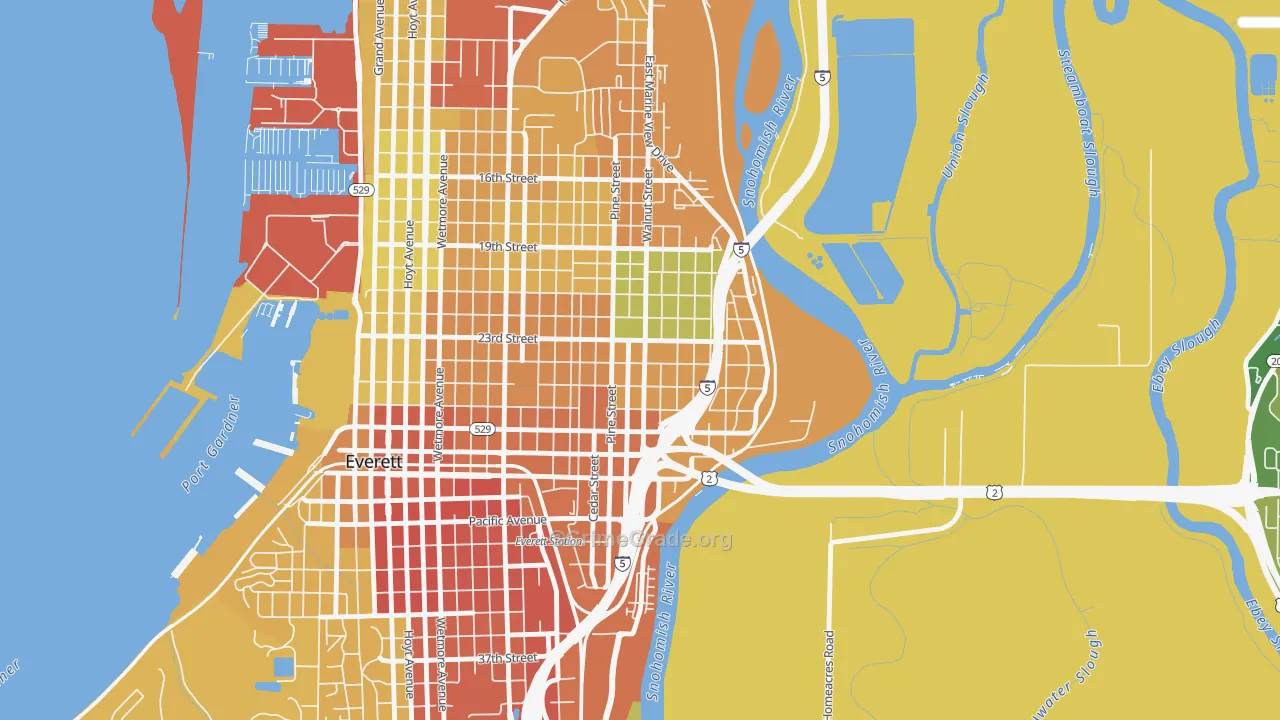 Riverside-Everett, Everett, WA Map of Assault Rates