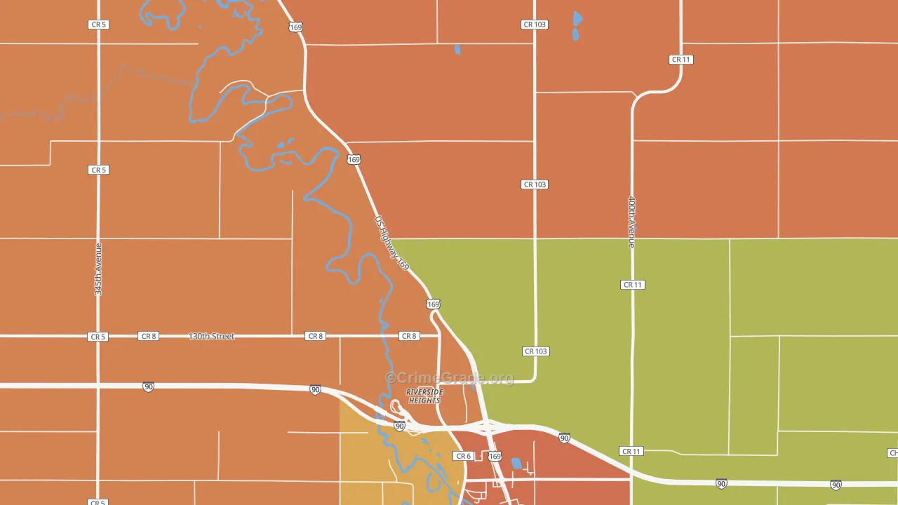 Riverside Heights, MN Map of Assault Rates