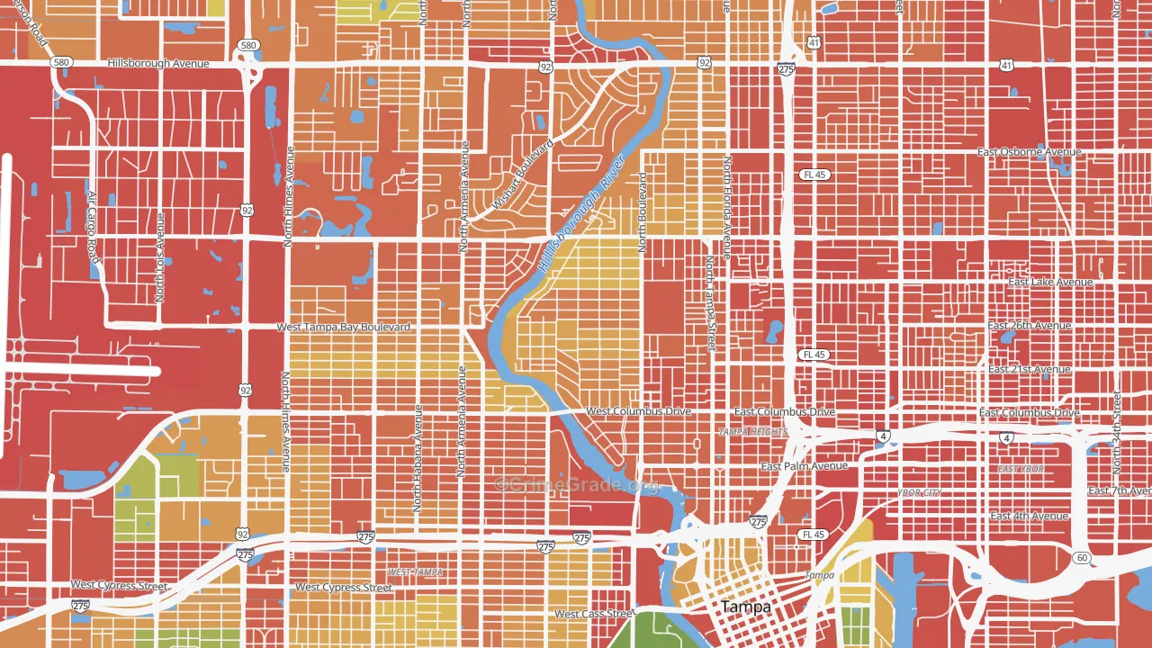 Riverside Heights, Tampa, FL Map of Assault Rates