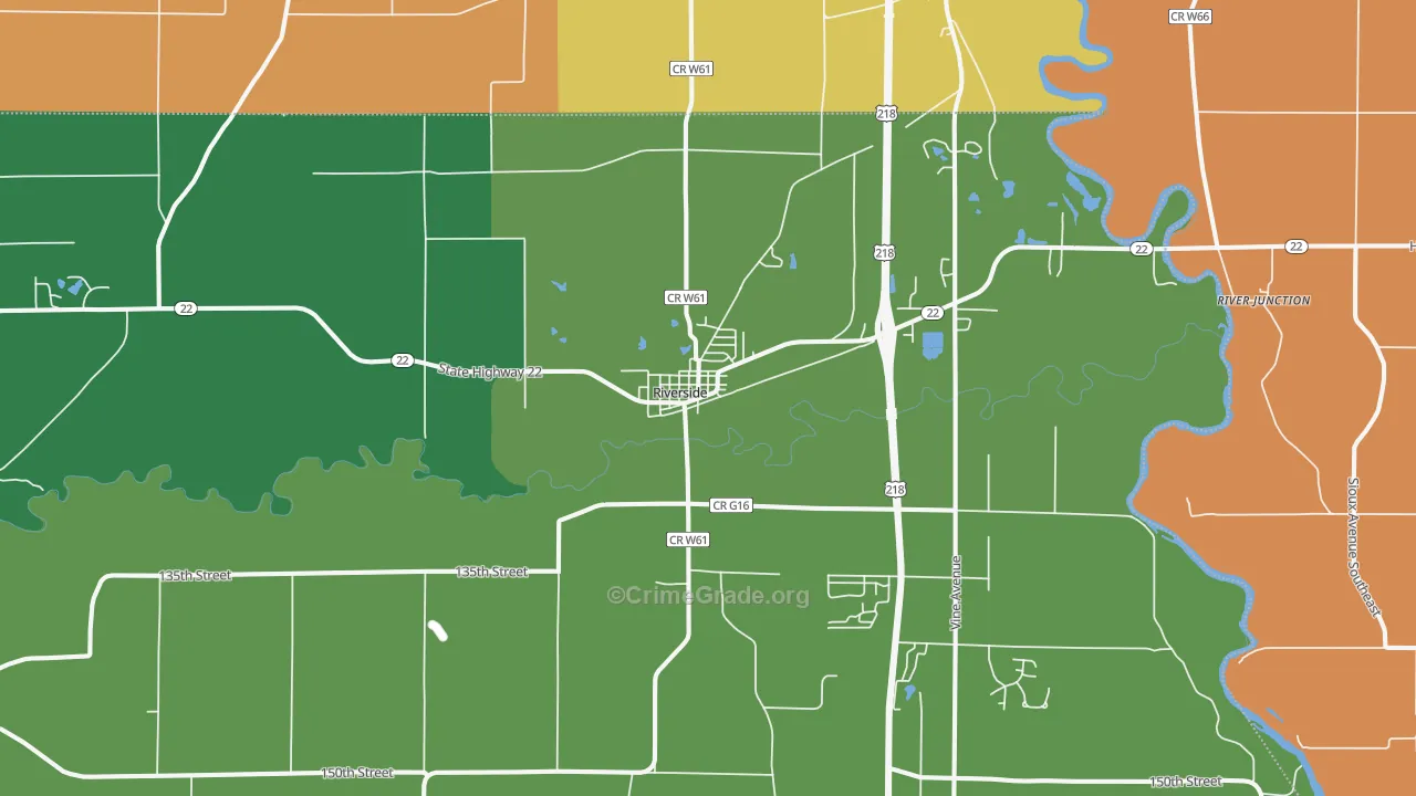 Riverside, IA Map of Assault Rates
