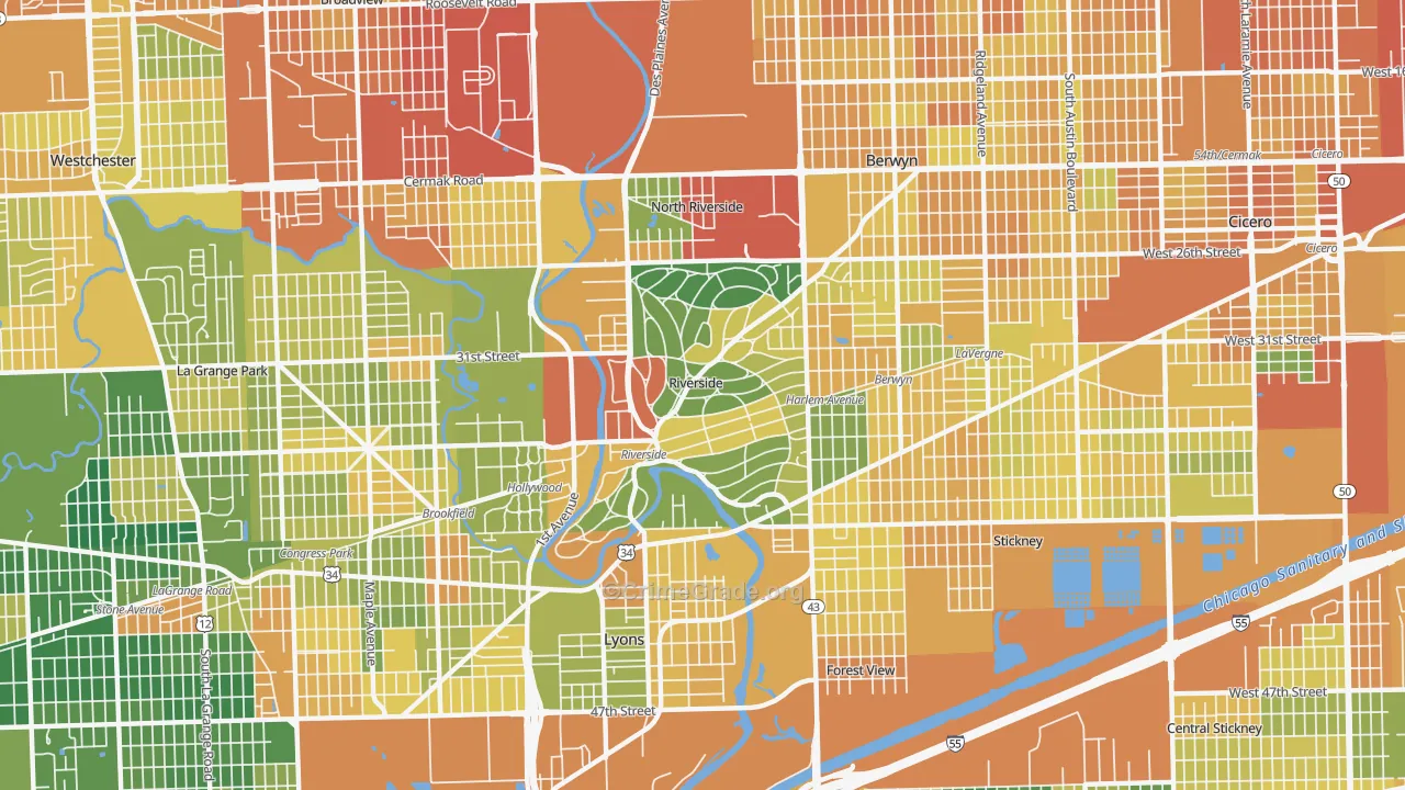 Riverside, IL Map of Assault Rates