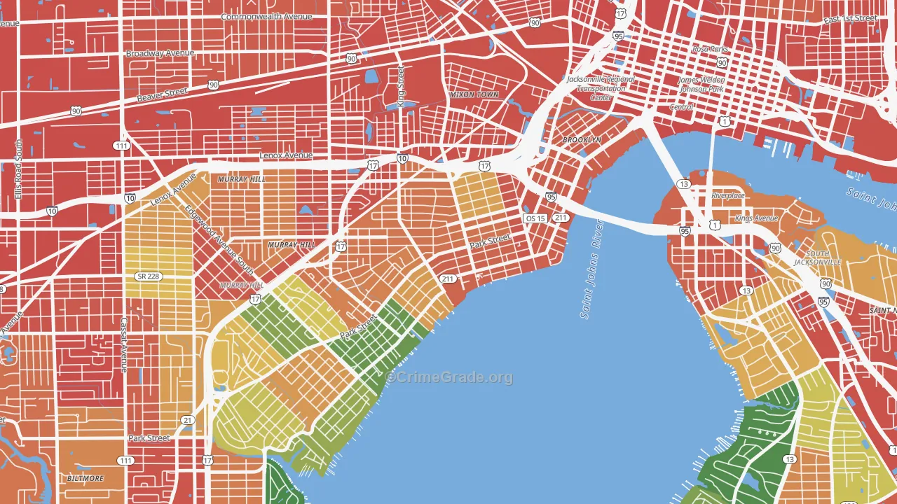 Riverside, Jacksonville, FL Map of Assault Rates
