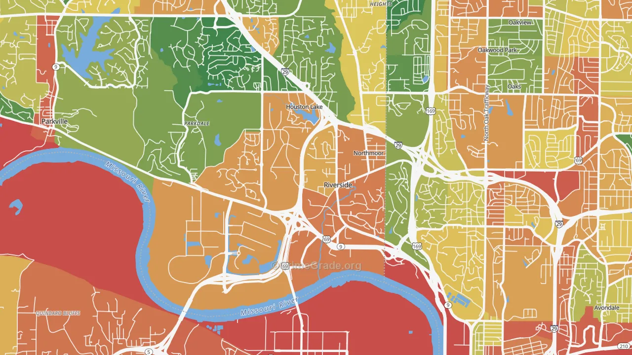 Riverside, MO Map of Assault Rates