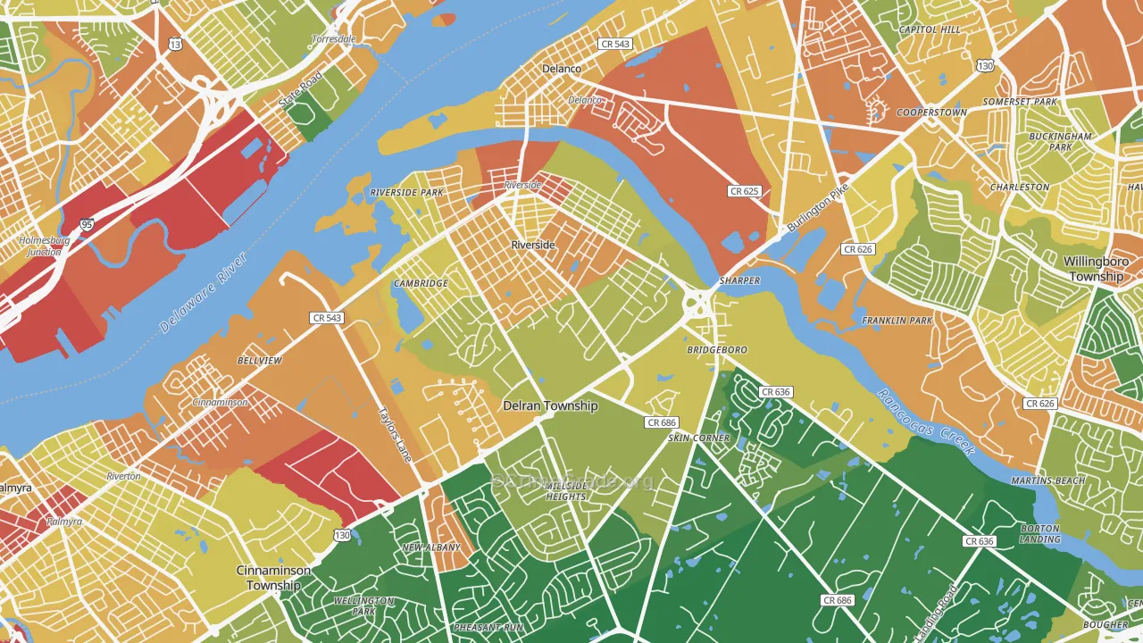 Riverside, NJ Map of Assault Rates