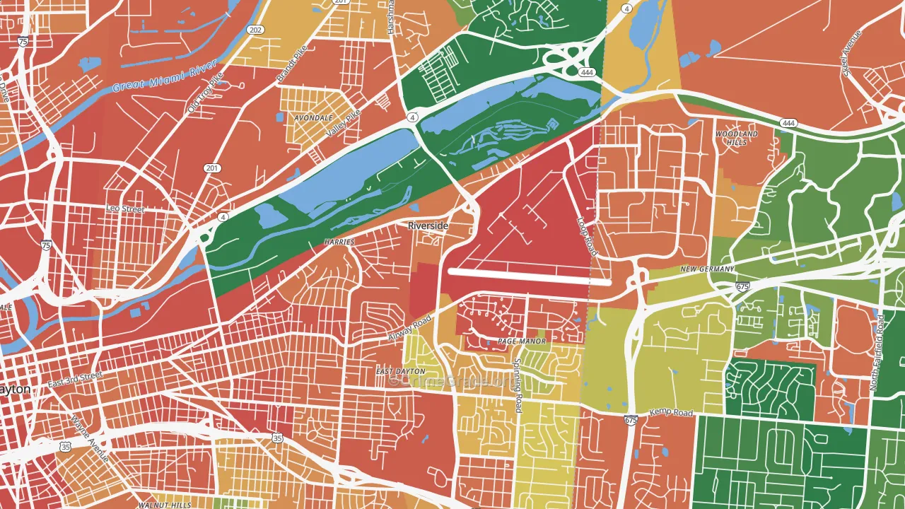 Riverside, OH Map of Assault Rates