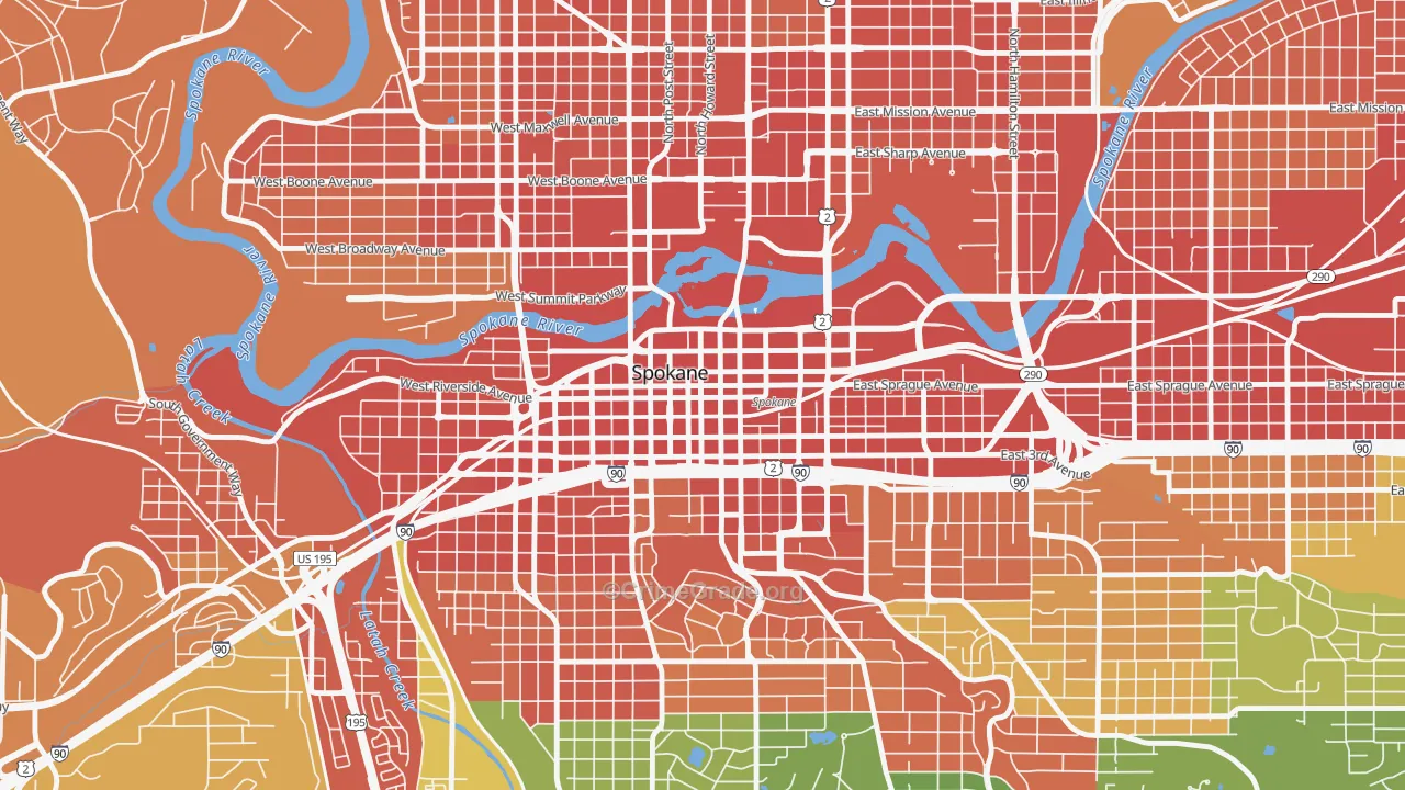 Riverside, Spokane, WA Map of Assault Rates