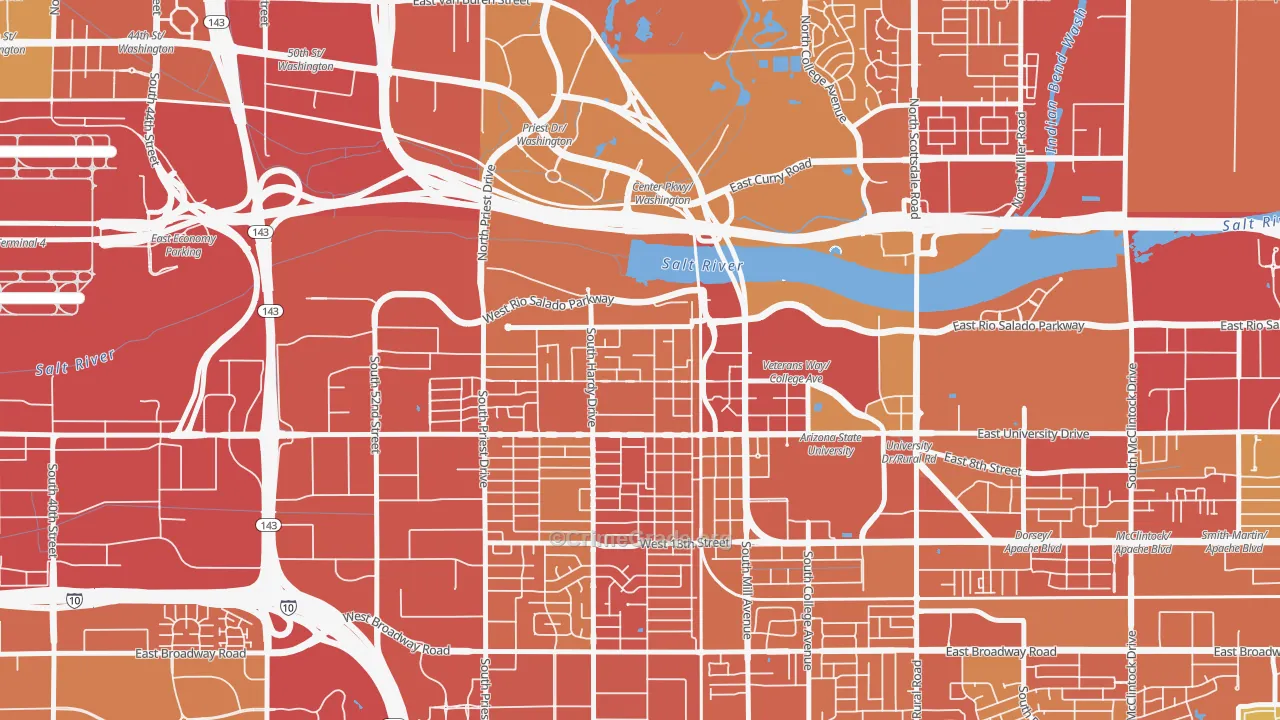 Riverside, Tempe, AZ Map of Assault Rates