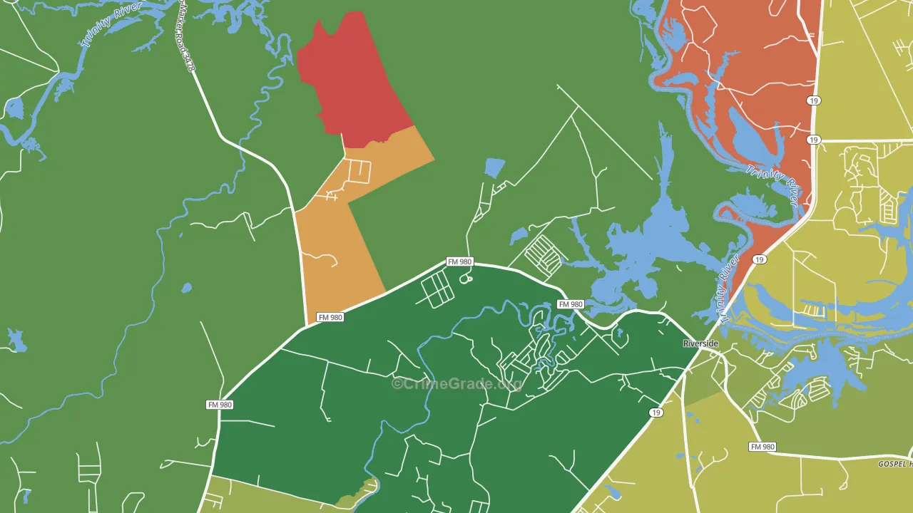 Riverside, TX Map of Assault Rates